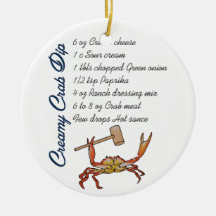 Crab Dip Recipe Ceramic Ornament
