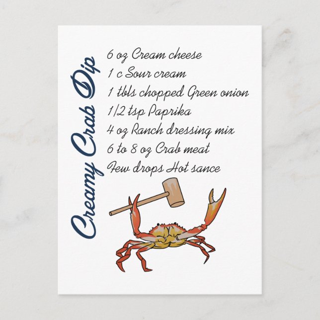 Crab Dip Recipe Postcard (Front)