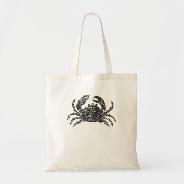  Crab Distressed Print - Vintage Crab Tote Bag (Front)