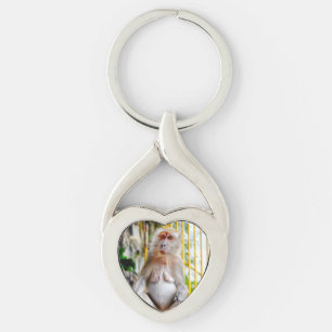 Crab-eating macaque keychain