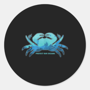 Crab Environmental Protection, Climate Protection, Classic Round Sticker