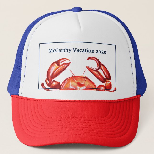 Crab Family Vacation Personalized Trucker Hat (Front)