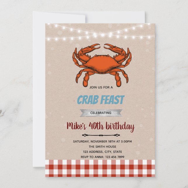 Crab feast boil theme invitation (Front)