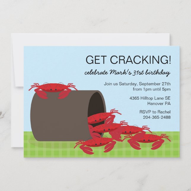 Crab feast cookout party invitations (Front)