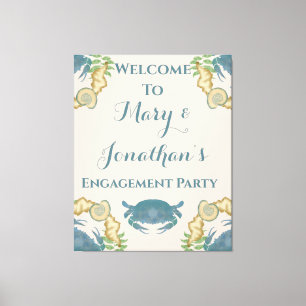 Crab Feast-Watercolor Blue Crabs, Engagement Canvas Print