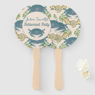 Crab Feast-Watercolor Blue Crabs, Retirement Hand Fan