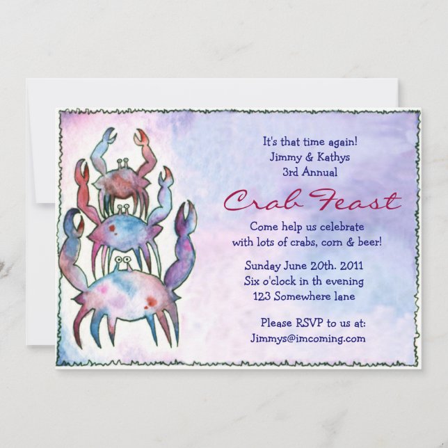 CRAB FEST FEAST Dinner Party Invitation (Front)