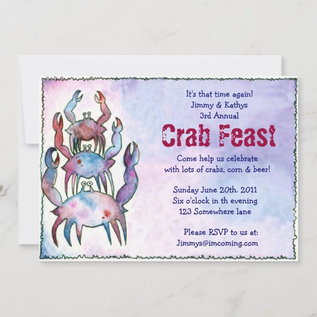 CRAB FEST FEAST Dinner Party Invitation (Front)