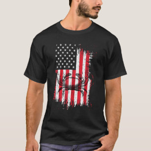 Crab Fisherman American Flag 4th Of July Crabbing T-Shirt