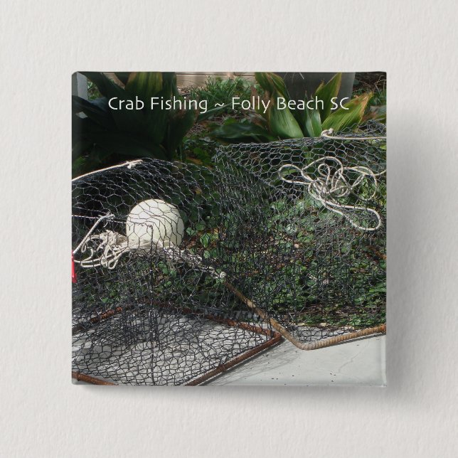 Crab Fishing 2 Inch Square Button (Front)