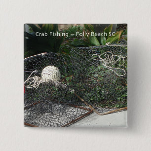 Crab Fishing 2 Inch Square Button