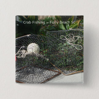 Crab Fishing 2 Inch Square Button