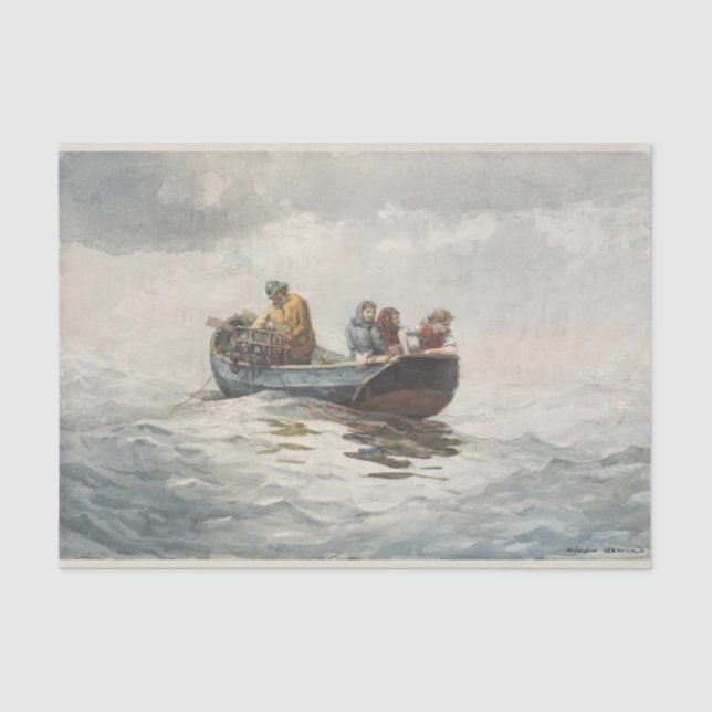 Crab Fishing (by Winslow Homer) Tissue Paper (Front)
