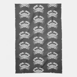 Crab fishmonger fisherman butcher meat cuts art kitchen towel