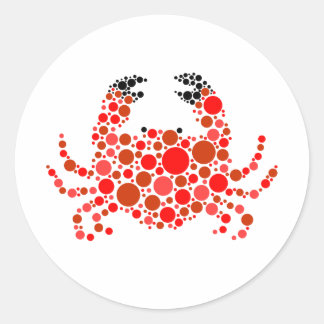 Crab In Dots Classic Round Sticker