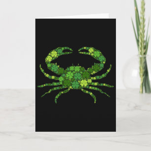 Crab Irish Lucky Green Shamrock Clover - St Patric Card