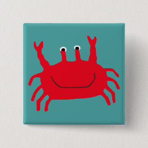 Crab Island 2 Inch Square Button