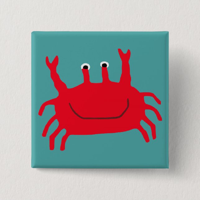Crab Island 2 Inch Square Button (Front)
