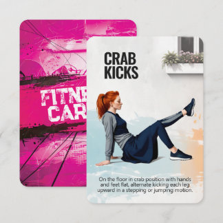 Crab Kicks Fitness Card with Pink Backing