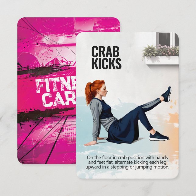 Crab Kicks Fitness Card with Pink Backing (Front/Back)