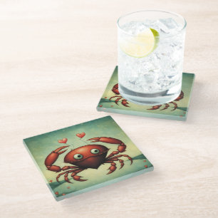 Crab Love Glass Coaster