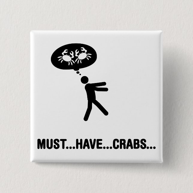 Crab Lover 2 Inch Square Button (Front)