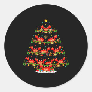 Crab Lover Xmas Lighting Santa Crab Christmas Tree Classic Round Sticker