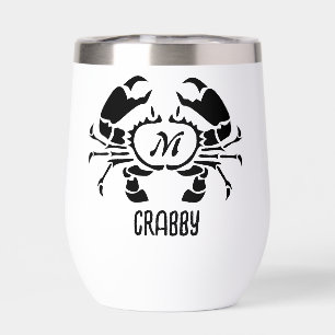 Crab Monogram in a Black Stencil Style