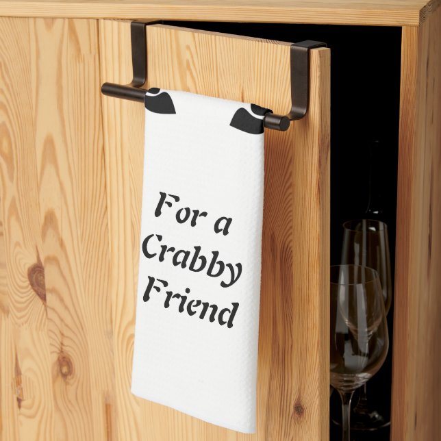 Crab Monogram in a Black Stencil Style Kitchen Towel (Thirds Fold)