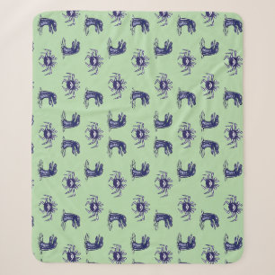 Crab monster and water dragon pattern sherpa blanket