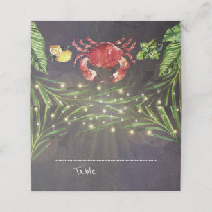 Crab Nautical Beach Palm Lights Wedding Place Card