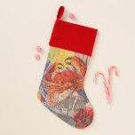 Crab Nautical Beach Seafood Art Christmas Stocking<br><div class="desc">Crabs! A contemporary nautical crab beach painting,  with a beach crab,  seashells,  lemons,  and colourful collage whimsical typography,  lemons,  flowers,  and vintage touches for a modern beach house look.</div>