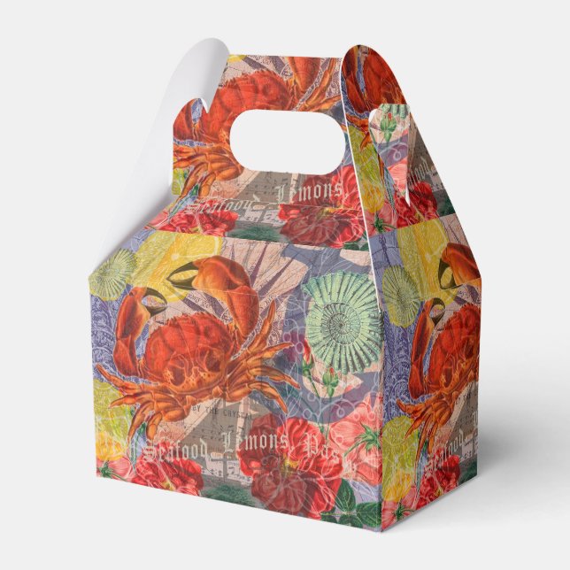 Crab Nautical Beach Seafood Art Favor Box (Front Side)