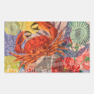 Crab Nautical Beach Seafood Art Sticker