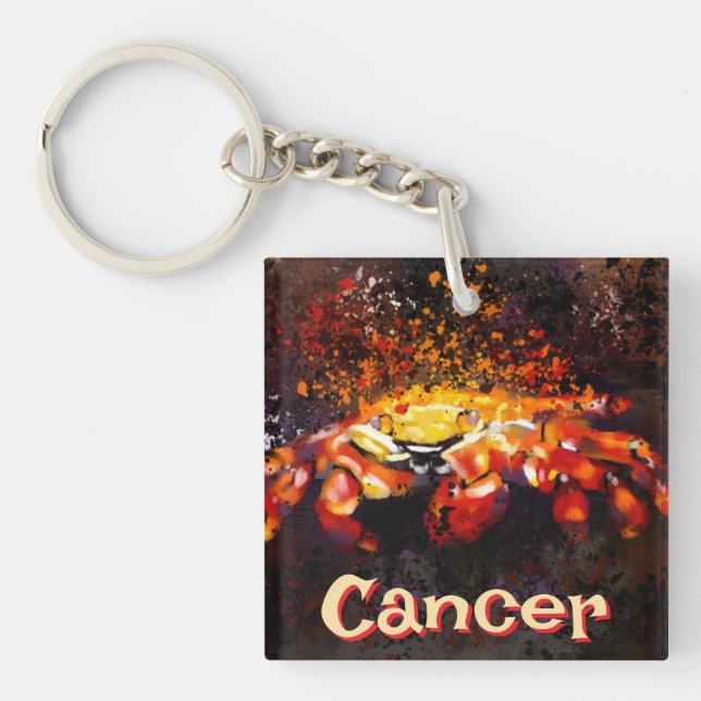 Crab Nautical Coastal Beach Cancer Personalized Keychain (Front)