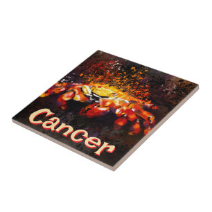 Crab Nautical Coastal Beach Cancer Personalized Tile