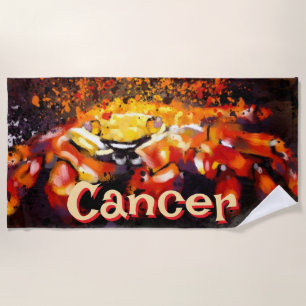 Crab Nautical Coastal Beach Cancer Personalized Towel