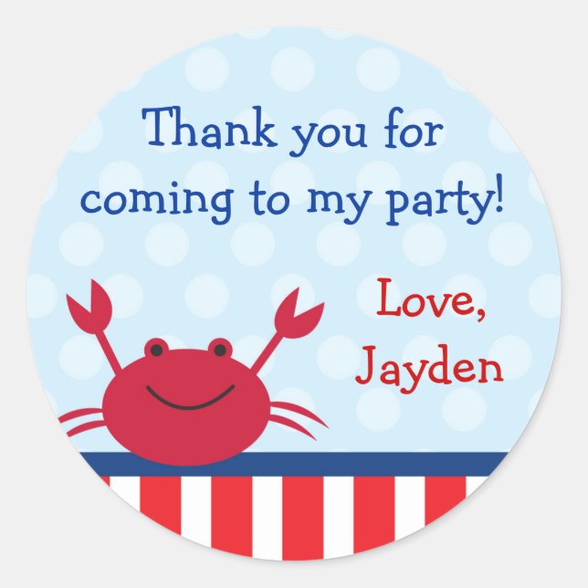 Crab Nautical Favour Stickers (Front)