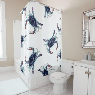Crab Nautical Navy Blue and White 