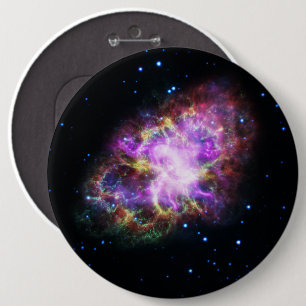 Crab Nebula Supernova Remnant Hubble Composite 6 Inch Round Button