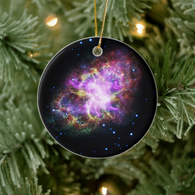 Crab Nebula Supernova Remnant Hubble Composite Ceramic Ornament (Tree)