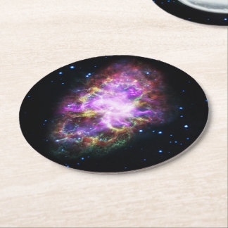 Crab Nebula Supernova Remnant Hubble Composite Round Paper Coaster