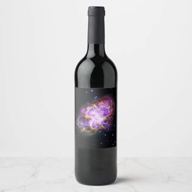 Crab Nebula Supernova Remnant Hubble Composite Wine Label (Front)