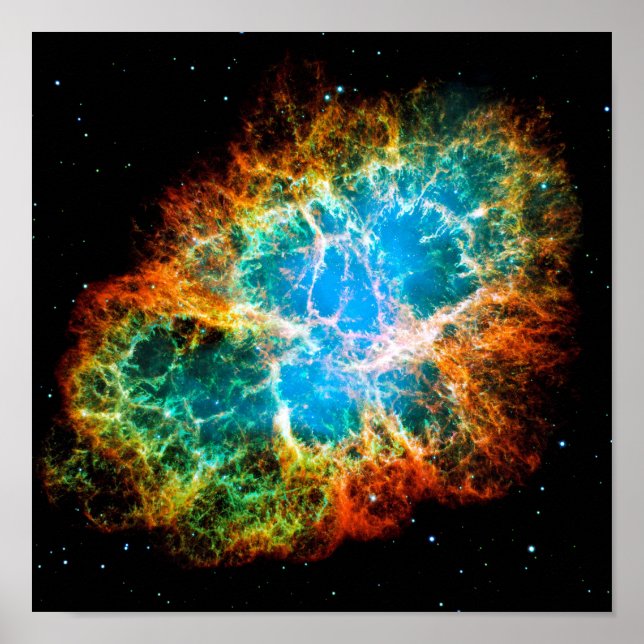 Crab Nebula Supernova Remnant Hubble Space Photo Poster (Front)
