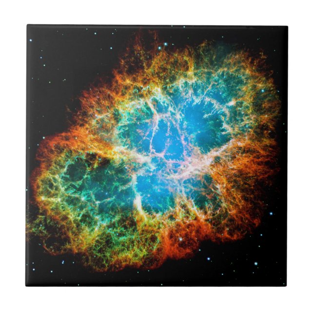 Crab Nebula Supernova Remnant Hubble Space Photo Tile (Front)