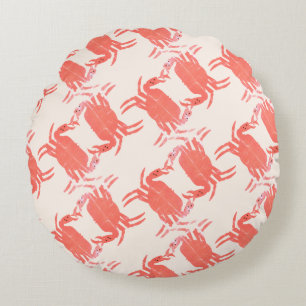Crab Ocean Beach Sea Creature Pattern     Round Pillow