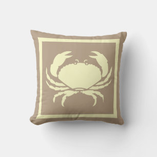 CRAB: off white cream  grey coloured Throw Pillow