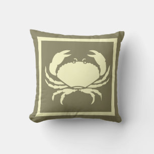 CRAB: off white cream + navy grey coloured Throw Pillow
