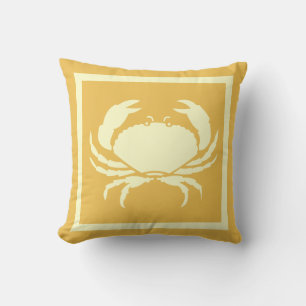 CRAB :off white cream + tan sand coloured Throw Pillow