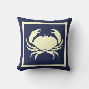 CRAB ,off white on navy pillow